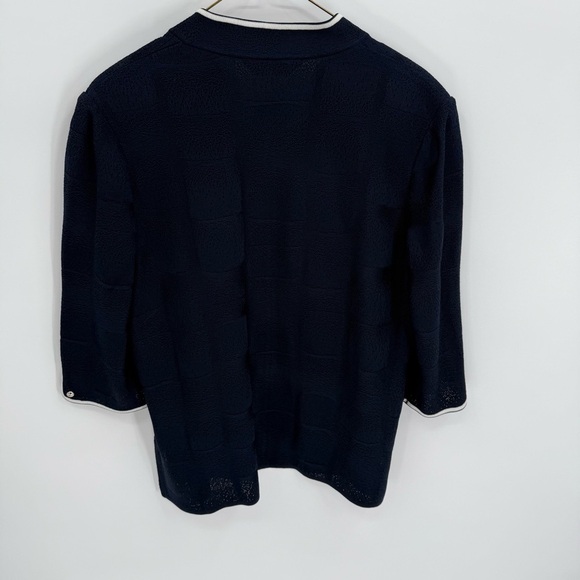 Ming Wang Jacket size M Open Front Lagenlook Mid Length Textured Knit Navy Blue - Picture 6 of 7
